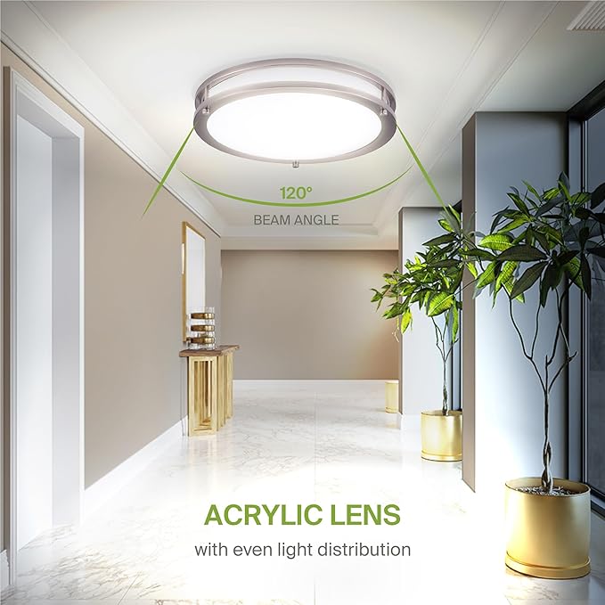 ASD LED 12" Round Flush Mount Lighting, Close to Ceiling Light Fixture | 3CCT