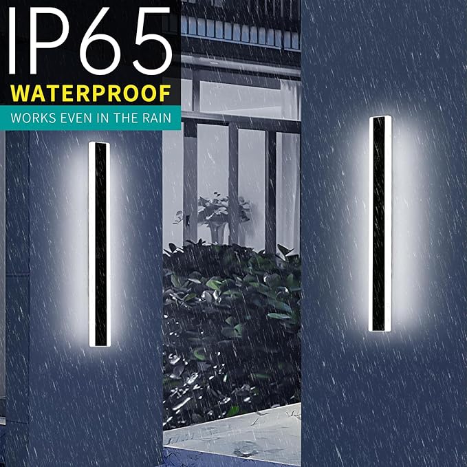 2 Pack Modern Outdoor Wall Sconce, 31.4inch LED Outside Wall Light Fixture
