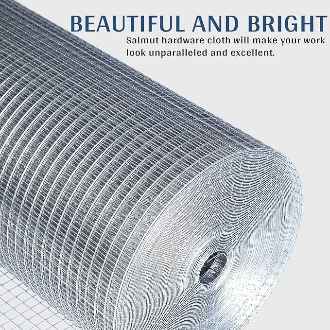 Hardware Cloth 1/2 in. x 4 ft. x 100 ft. 19-Gauge, Wire Mesh Roll, Chicken Wire Fence, Gopher Mesh, Garden Fencing, Chicken Wire Fence Roll, Tree Guard, Critter Fence, Welded Wire Fencing