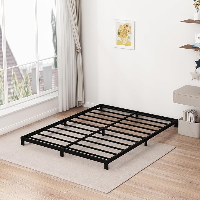 5 Inch Low California King Bed Frames Heavy Duty Metal Platform, No Box Spring Needed, Easy Assembly Mattress Foundation, No Noise, Black