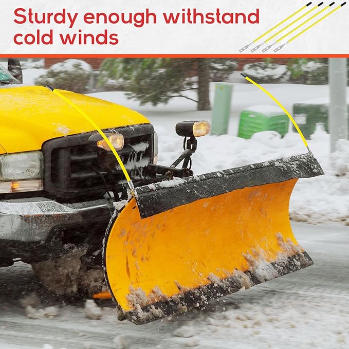 Lasnten 4 Pcs 27 Inch Snow Plow Blade Markers Guide Kit Steel Wire Inside Bolt on Bumper Guides High Visibility Easy Installation for ATV Western Snowplows(Yellow)