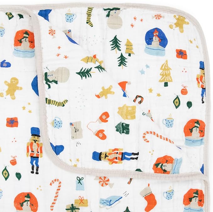 Little Unicorn Original Premium Cotton Quilt | Multi-Layered & Extra-Soft Muslin Fabric |for Babies & Toddlers (Christmas Time)