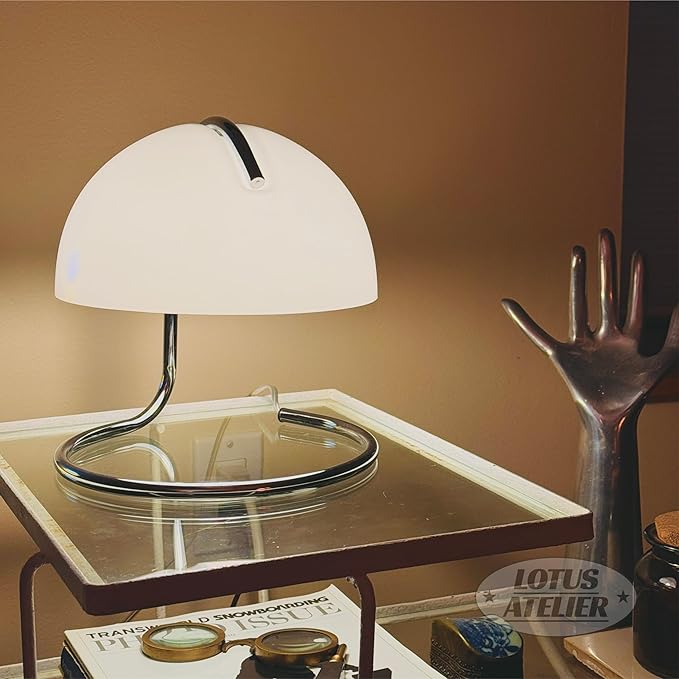 Lotus Atelier Chrome Bauhaus Light | Retro Mushroom Table Lamp