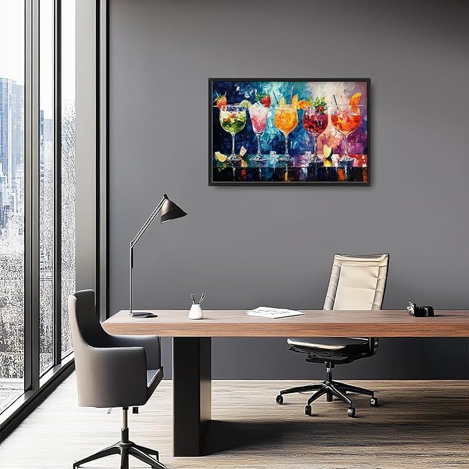 Olivine Large Wall Art, Cocktail Pictures Wall Decor, Colorful Cocktail Paintings, Liquor Canvas Prints, Framed Artwork for Bar Bathroom Bedroom Living Room Office Home Decoration 36"x24"