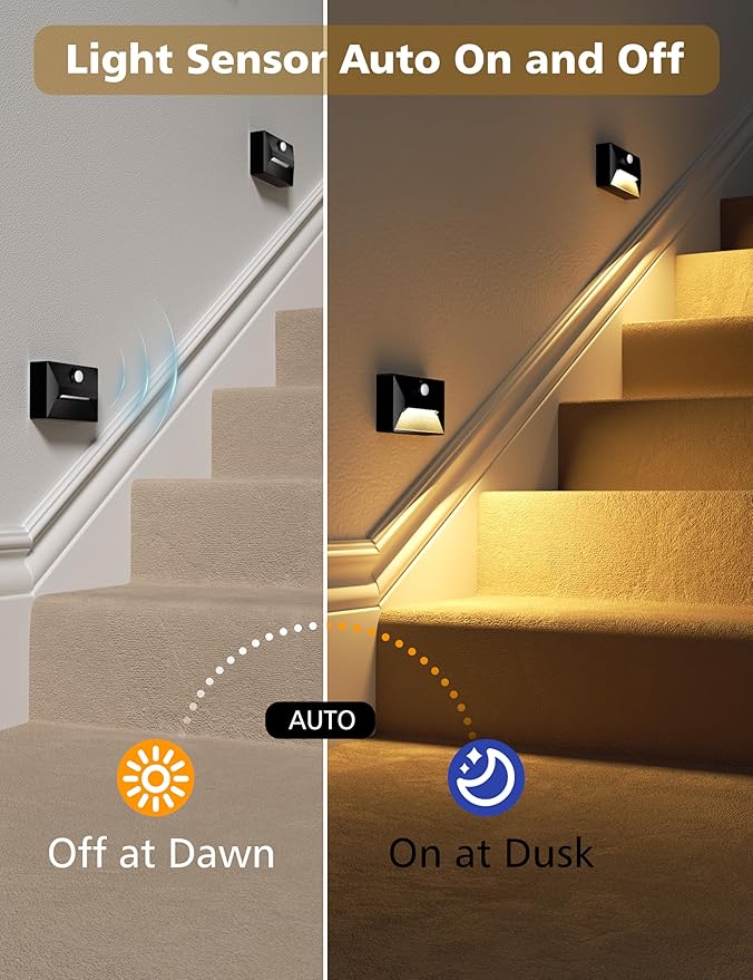 NIORSUN Motion Sensor Night Light, Rechargeable Stair Lights Indoor, 3 Colors
