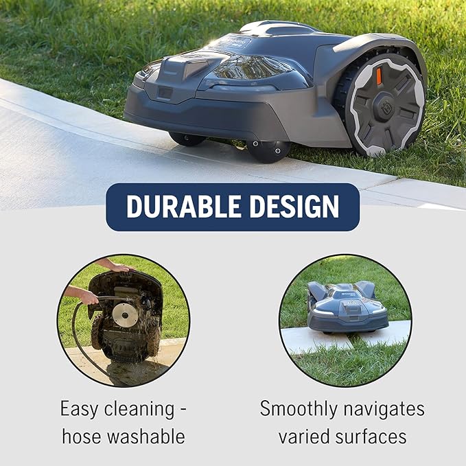Husqvarna 410iQ Automower Robotic Mower, 0.5 Acre Mowing Capacity, Wire Free Robot Lawn Mower with Charging Station, RS1 EPOS Reference Station and Replacement Blades, 970727401