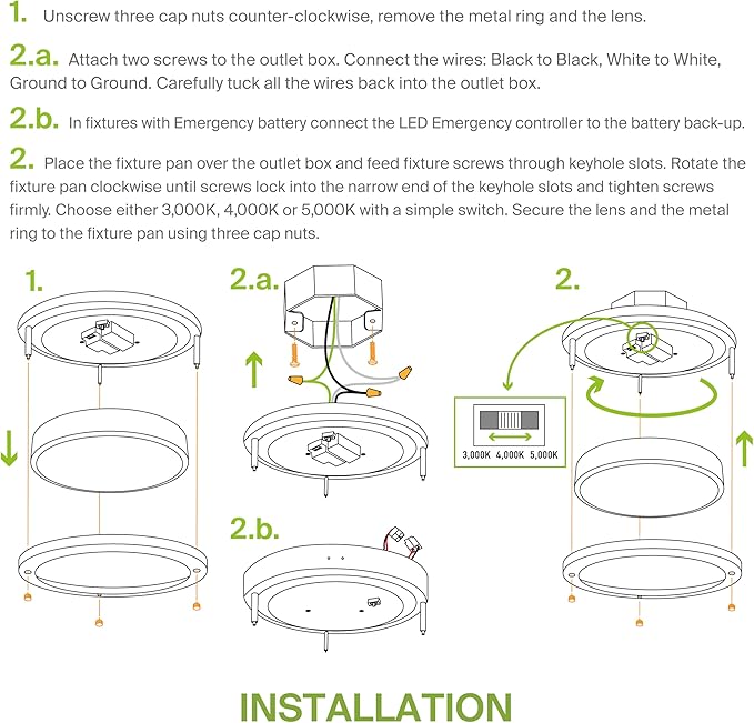 ASD LED 18" Round Flush Mount Lighting, Close to Ceiling Light Fixture | 3CCT