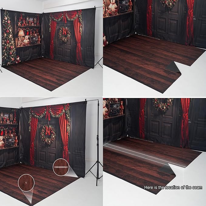 Kate Dark Brown Wood Flooring Backdrop Photography Floor Mats Rubber Wooden Wall Mat for Newborn Photography Props Professional Photographer 10x8ft(Included 2 Pcs 5x8ft)