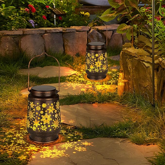 4 PCS Outdoor Lanterns Solar Powered Waterproof Decorative Hanging, Solar Power