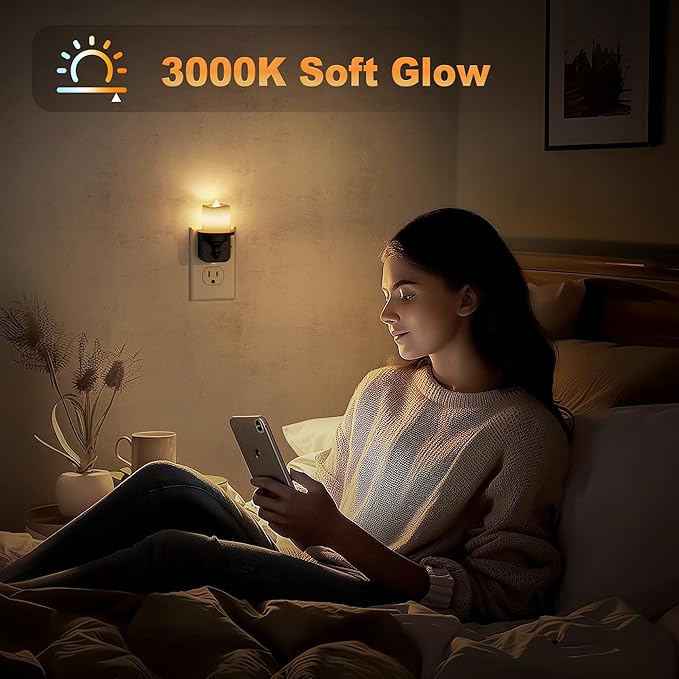 JandCase Flameless Candle Night Light, 2 Pack Night Lights Plug into Wall