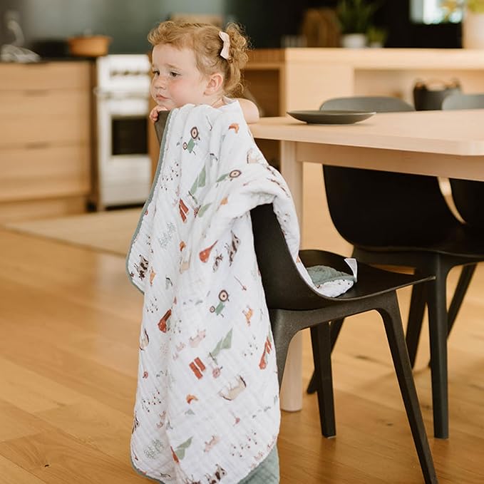 Little Unicorn Original Premium Cotton Quilt | Multi-Layered & Extra-Soft Muslin Fabric |for Babies & Toddlers (Farmyard)