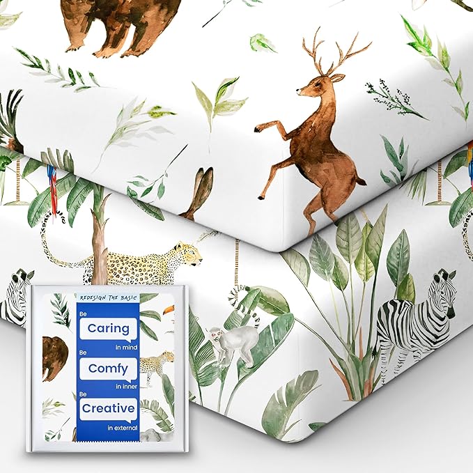 Premium Soft Crib Sheets for Boys, Ultra Breathable Crib Fitted Sheet, Super Stretchy Baby Bed Sheets 28''x52''x9'' Extra Deep Pocket