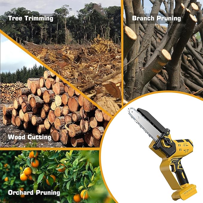 Mini Chainsaw for Dewalt 20V MAX Battery, Auto-Oiler, 8-Inch and 6-Inch 2-IN-1 Brushless Cordless Pruning Chainsaws, Battery Powered Mini Chain Saw for Wood Cutting (Tools only)