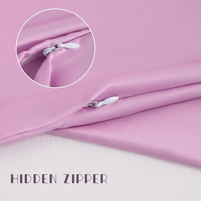 NTBAY Zippered Silk Satin Toddler Pillowcases - 2 Pack Hidden Zipper 13x18 Pillowcases - Luxury and Silky Baby Travel Pillow Covers, Light Pink