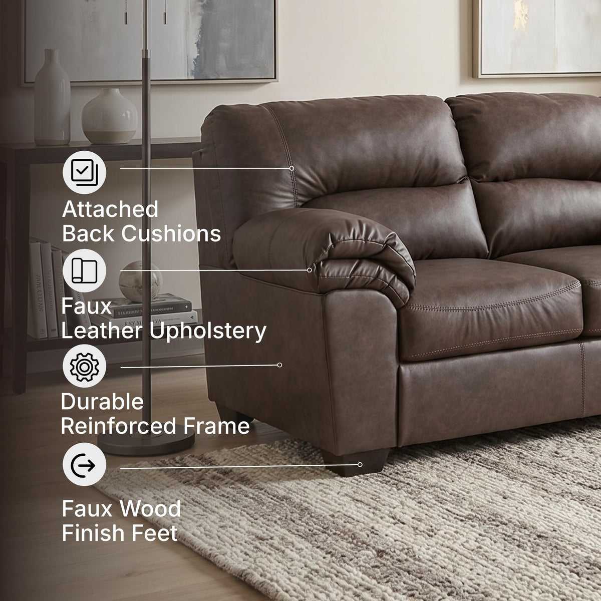 2 Piece Faux Leather Sectional Sofa