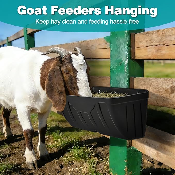 Chicken Feeder,Hanging Goat Feeders,Hanging Poultry Feeder for Sheep, Duck and Dog, Fence Feeder Trough Livestock Feeding Container, Chicken Coop Accessories, 3 Pack Black Chicken Feeder Waterer