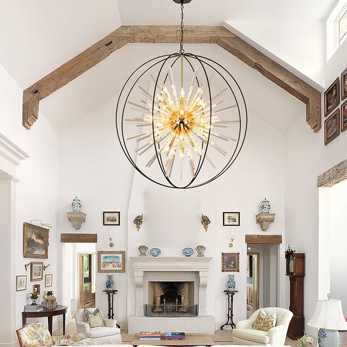 Vezzio D42 Extra Large Black and Gold Chandeliers