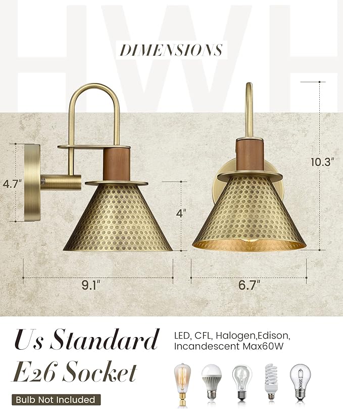 Barn Sconce Wall Lighting, HWH Gold Wall Sconces Indoor Wall Lights, 1-Light