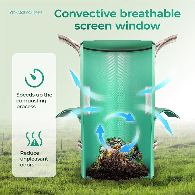 Reusable Garden Yard Waste Bag – 43 Gallon Breathable Thickened Reusable Lawn Bag, with 4 Handles for Easy Moving & Foldable Design, for Leaf & Miscellaneous Debris Collection(Green)