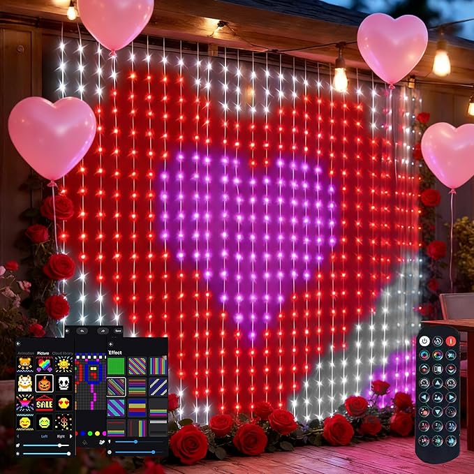 Dazzle Bright Smart Curtain Lights, 400LED 6.6FT x 6.6FT Color Changing