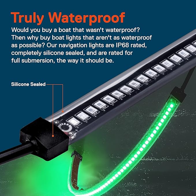 TRUE MODS Red Green LED Marine Navigation Light Strips Bow Light