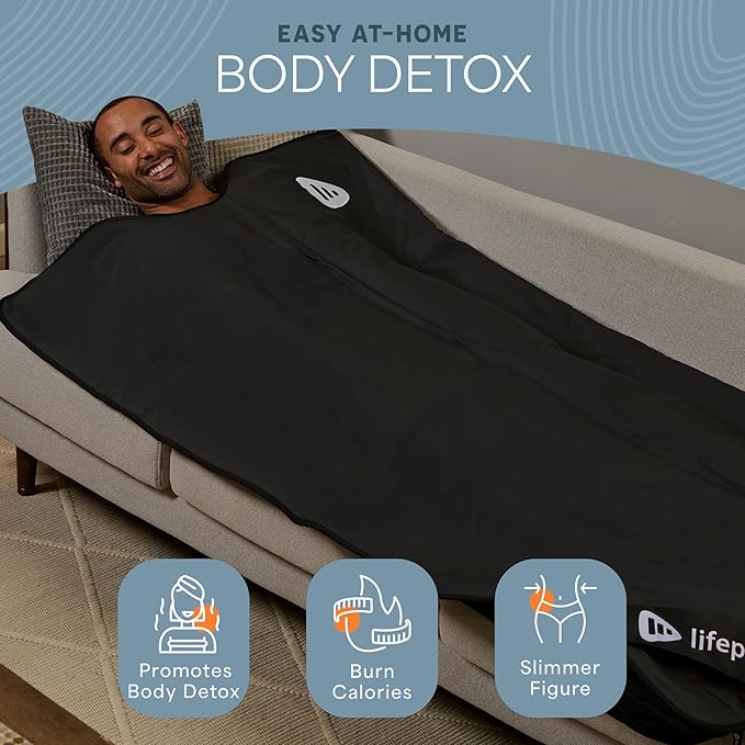 LifePro RejuvaWrap Far Infrared Sauna Blanket for Detox & Relaxation – Available in 5 Colors & 3 Models – Portable Sauna Blanket Infrared for Muscle Relief, Circulation & Recovery – 9 Heat Levels