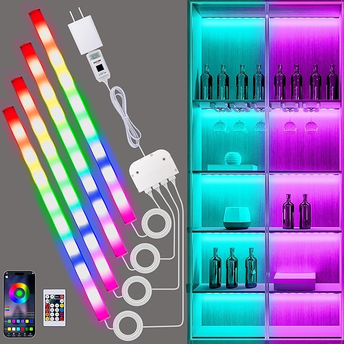 JUSJUBR RGB Shelf Lights, App & Remote Control, Mood Lighting