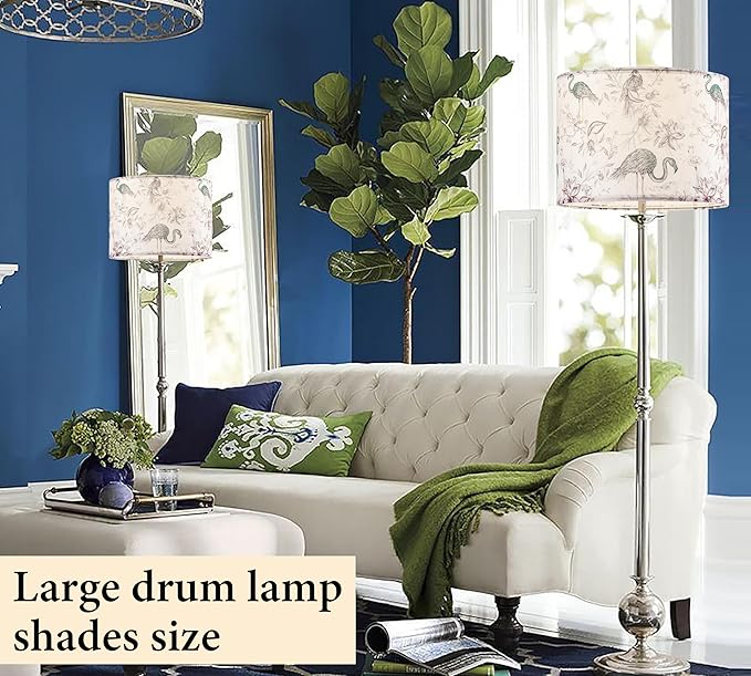 GO&SO 1 Pack Large Drum Lamp Shades Printed Bird Pattern Design, 1.65"Spider