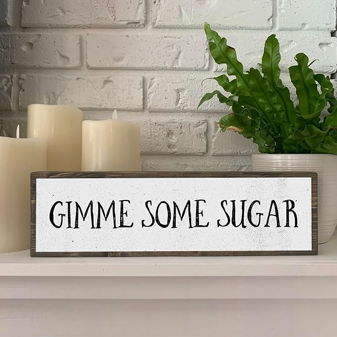 Wood & Metal Southern Sign – Weatherproof Indoor Outdoor Wall Decor – Rustic Charm with "Gimme Some Sugar" – Gift-Wrapped & Ready to Give