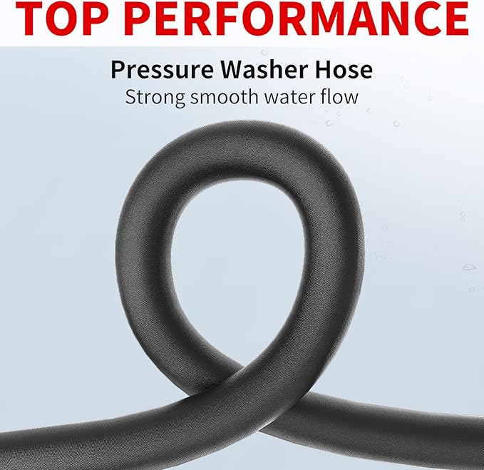 Pressure Washer Hose 100FT 1/4" for Cold & Hot Water (Up to 140℉) 4200 PSI Kink Resistant Industrial Grade Steel Wire Braided QC Ends with 3/8" Adapters for Professional and Home