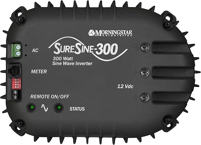 Morningstar SureSine Classic 300W Pure Sine Wave Inverter (SI-300-220V) - DC to AC Converter, 12VDC, 220VAC, 50Hz - for Residential, Mobile, and Industrial Solar/Non-Solar Systems