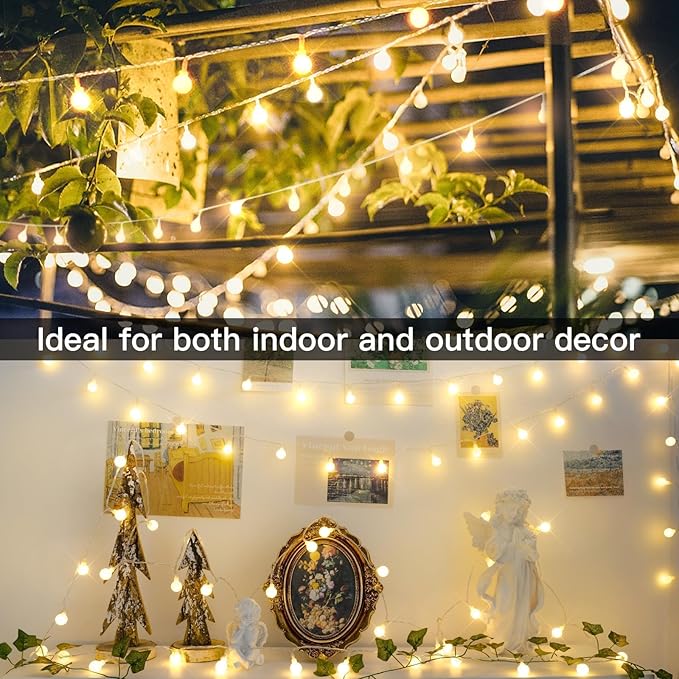 suddus String Lights for Bedroom, 33ft 100 Led Connectable Globe String Lights