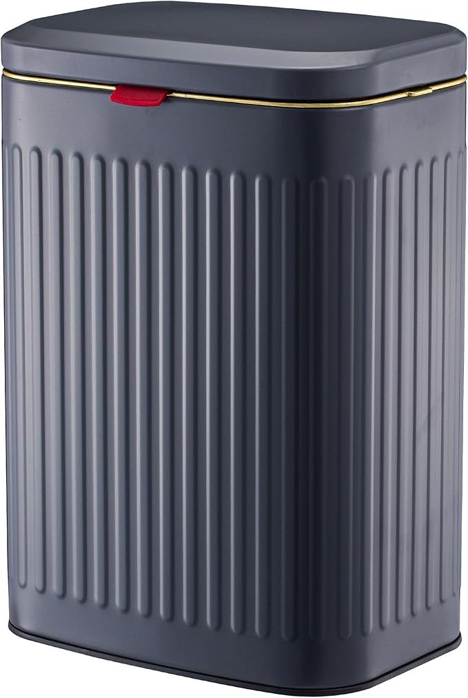 2.11Gallon 8L Carbon Steel Trash Can Door Compost Bin Wall Mounted 2 Ways Sliding Lid Compost Bin Countertop Kitchen Hanging Cabinet Door Trash Bin Metal Garbage Bin Cubo de Basura Grey