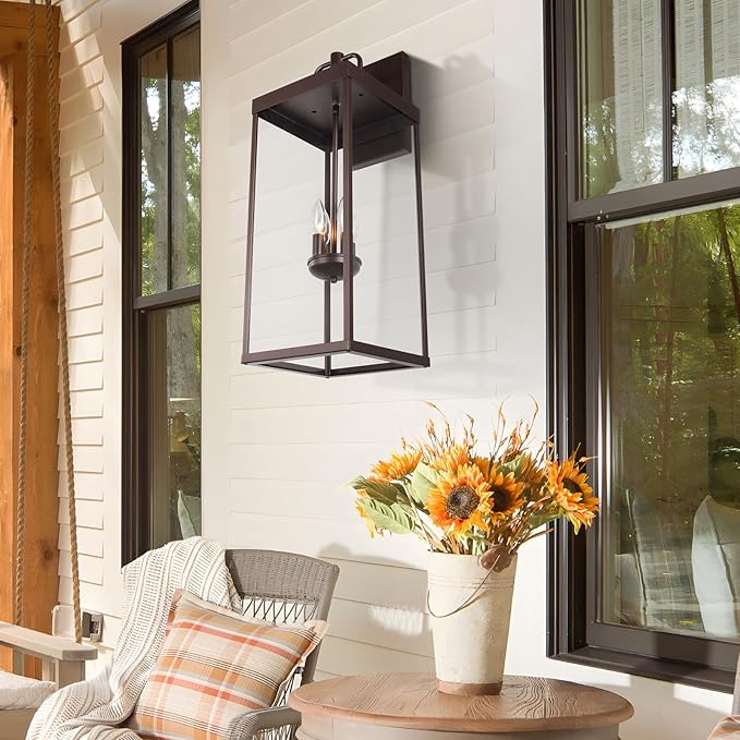 Outdoor Wall Sconce Light, 28 Inch Tall Transitional Exterior Wall Bracket