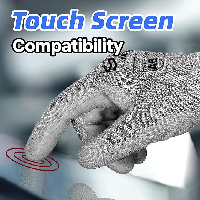 Schwer 12 Pairs Cut Resistant Gloves ANSI A6/A7 (Send Randomly) CR7120 Cut Proof Work Gloves, Touchscreen, for Men and Women Used for Woodworking, Glass Cutting, Construction, Cargo Handling, L