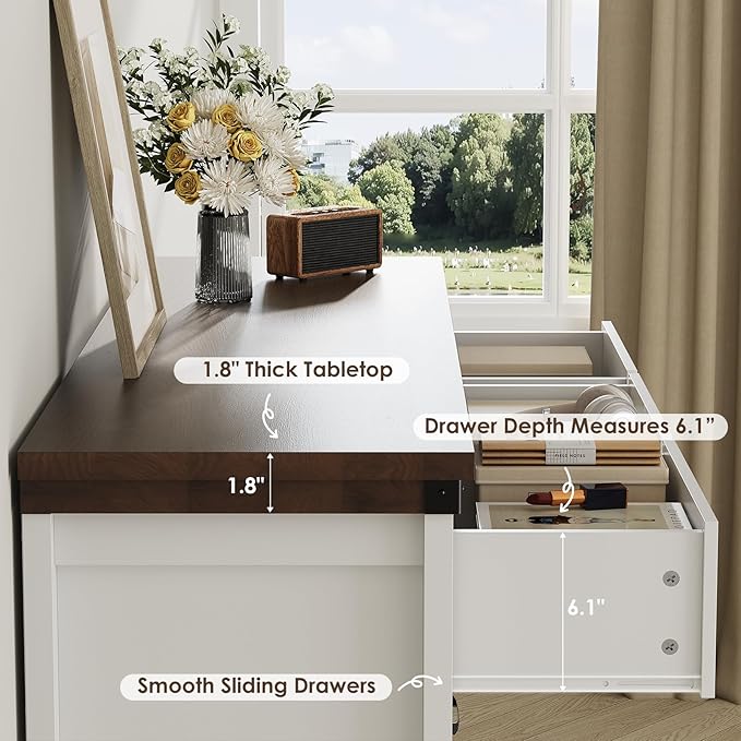 Farmhouse 9 Drawer Dresser for Bedroom, 52" Wide Chest of Drawers, Wooden Dresser TV Stand, Storage Dressers Organizer for Bedroom, Living Room, Hallway, White