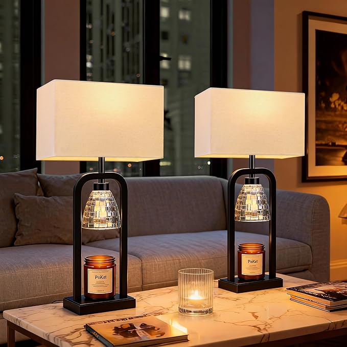 PoKat Table Lamps with Candle Warmer & Timer