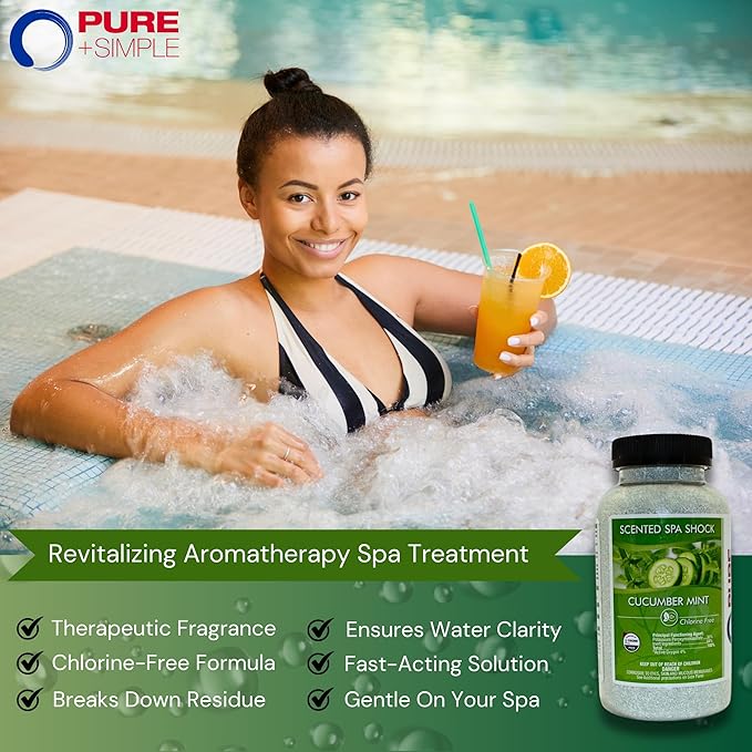 Cucumber Mint Scented Spa Shock-Oxidizer - Non-Chlorine Oxidizer for Any Spa or Hot Tub - Use w/Bromine Tablets or Spa Chlorine. Fragrance Infused Oxygen Crystals Eliminate Odors & Clarify Water