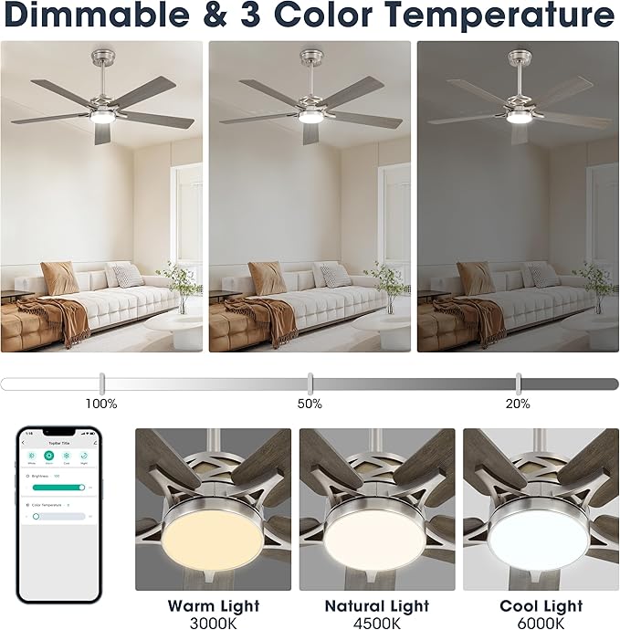 WINGBO 52" Smart Ceiling Fan