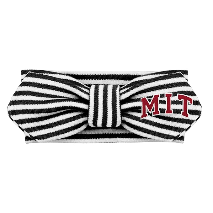 Creative Knitwear MIT Engineers Infant Girls Black/White Striped Hair Knot Headband Embroidered Logo - Size Newborn - 4T