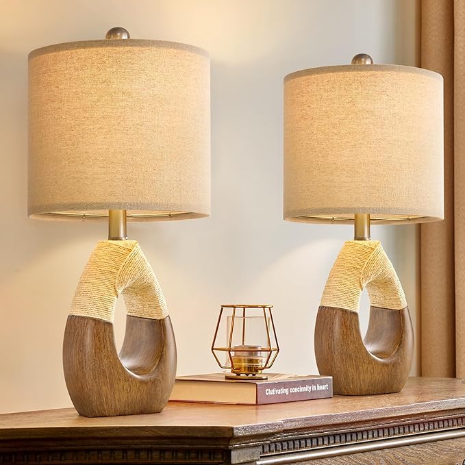 OYEARS Boho Table Lamps Bedroom Living Room Set 2, Suitable