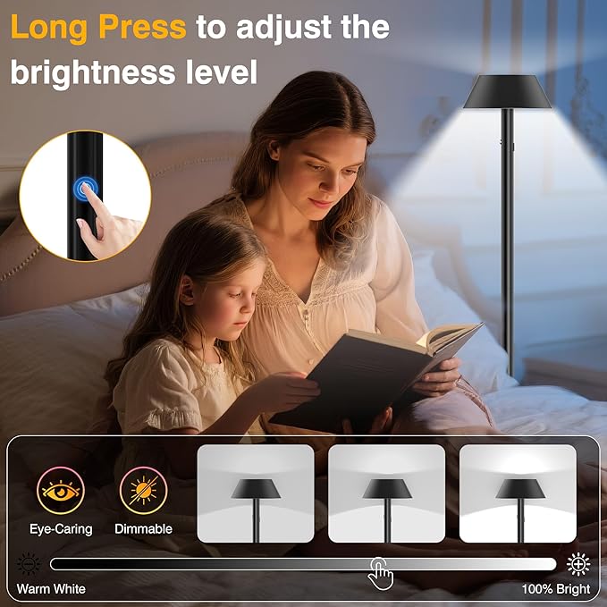 Portable Cordless Floor Lamp | Adjustable Height Reading Lamps Floor Standing |