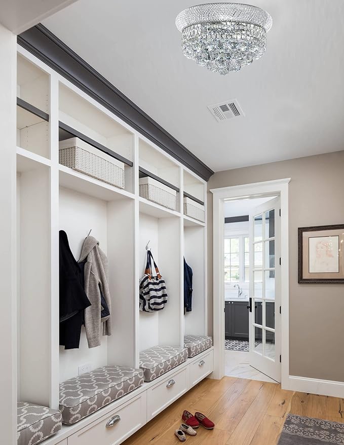 Crystal Flush Mount Chandelier Ceiling Light Fixture