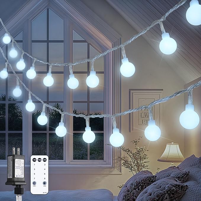 JMEXSUSS 100ft Globe String Lights Indoor Outdoor Waterproof, 200 LED White