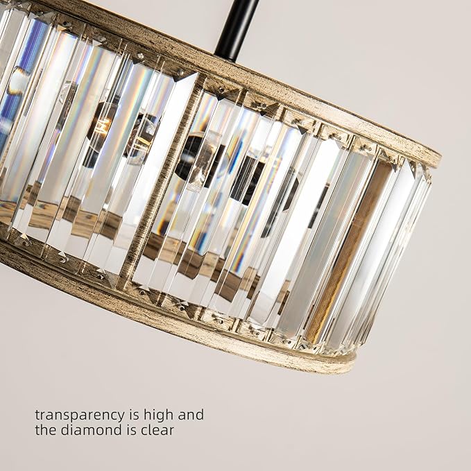 Veronie Crystal Ceiling Light Fixture, 3 Light Crystal Semi Flush Mount