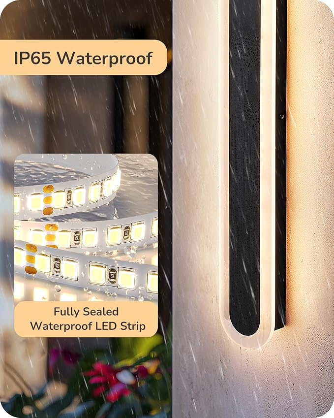 EDISHINE Upgraded 2 Pack 47.2" Modern Outdoor Wall Light, Dimmable & 3 CCT