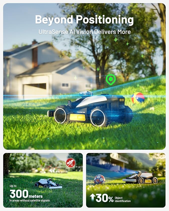 Mammotion LUBA Mini AWD 800H Robot Lawn Mower with 4G, Reception 0.2 Acre, Max. 0.25 Acre, All-Wheel-Drive for 80% Slope, UltraSense AI Vision+RTK Auto-Mapping, Cutting Height 2.2"-4.0"