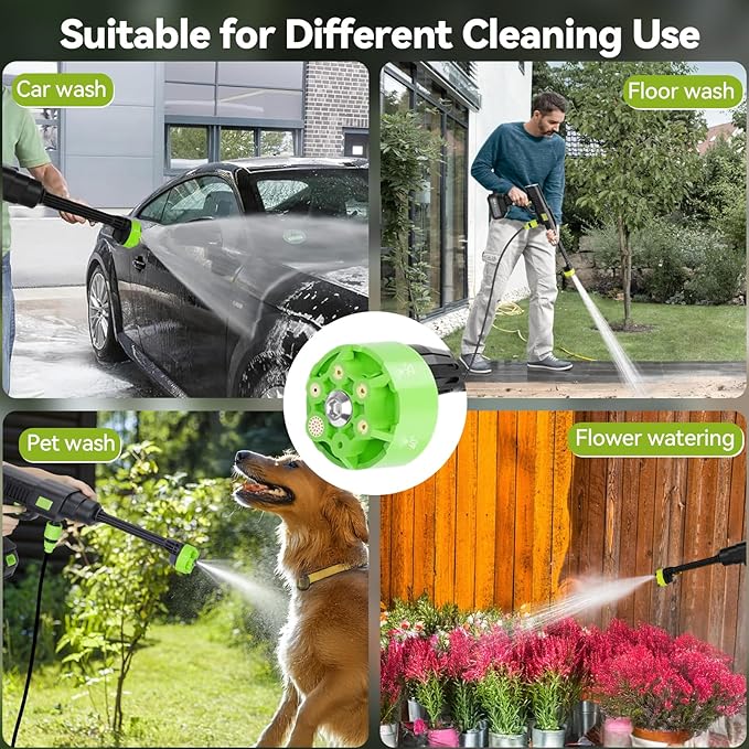 Portable Cordless Pressure Washer, 990PSI Portable Pressure Washer, Battery Powered 15000mAh, 6-in-1 Nozzle,10 Level,Handheld Car Washer, 33FT Hose, Power Cleaner for Car, Patio,Floor,Garden