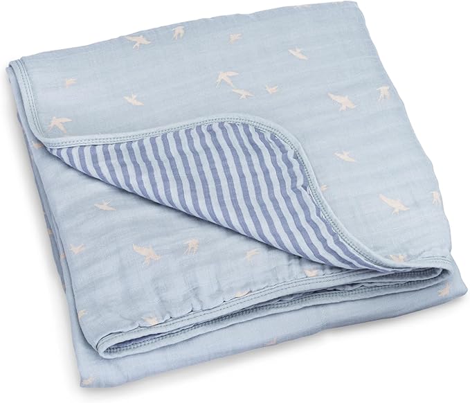 Parker Baby Muslin Blanket | 100% Soft Cotton Toddler Quilt & Baby Muslin Swaddle | Gender Neutral Design 47" x 47" Blanket
