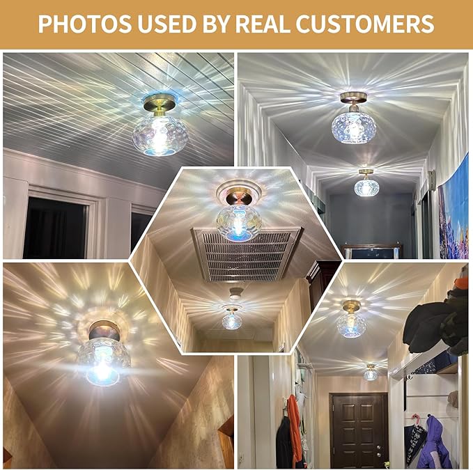 Vintage Glass Flush Mount Ceiling Light